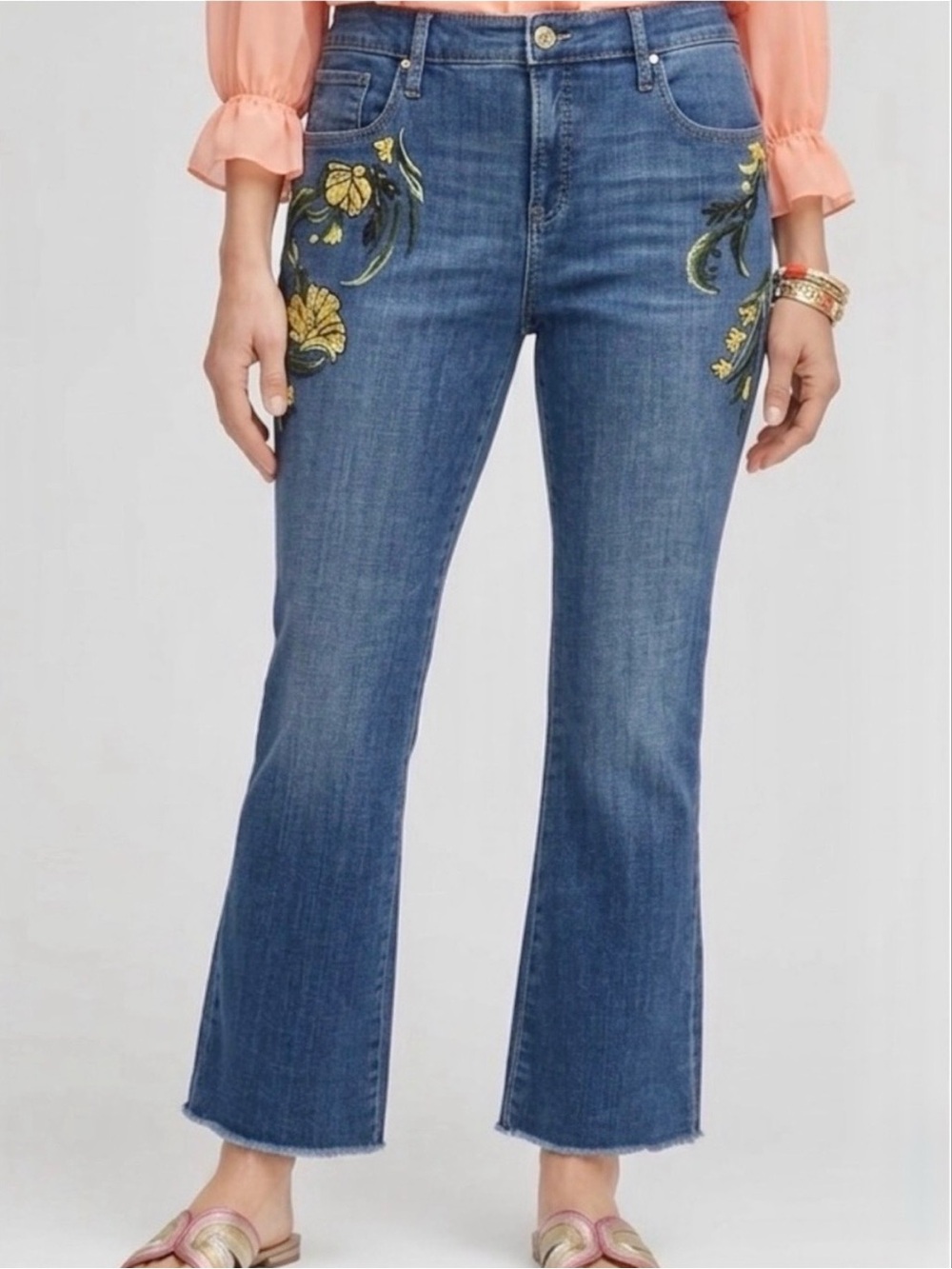 Chico’s Embroidered So Slimming Girlfriend Kick Flare